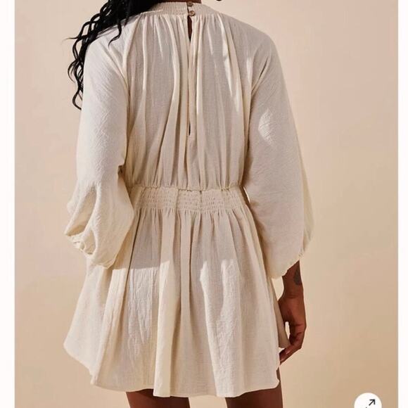 Free People Babydoll Mini Dress Long Sleeve For The Moment Size XS - Picture 2 of 5